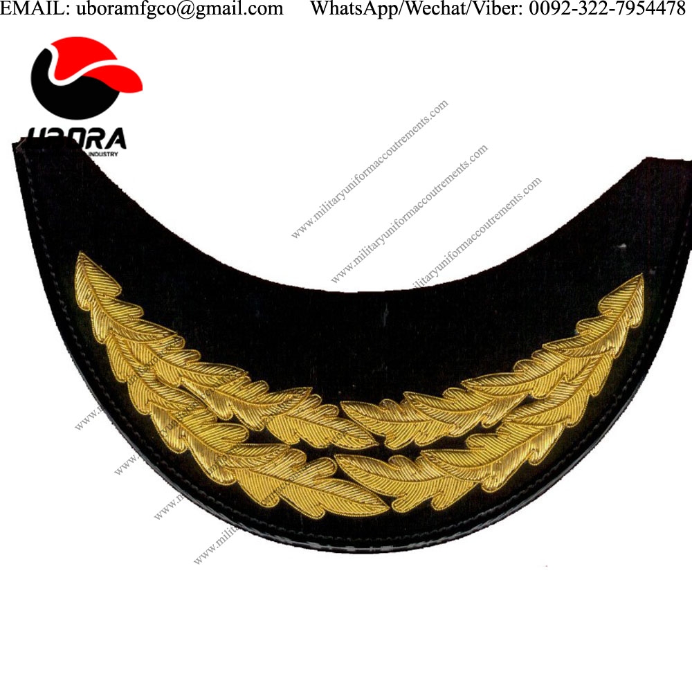 Double oak leaf hand embroidery gold bullion wire cap peak visor hat accessories